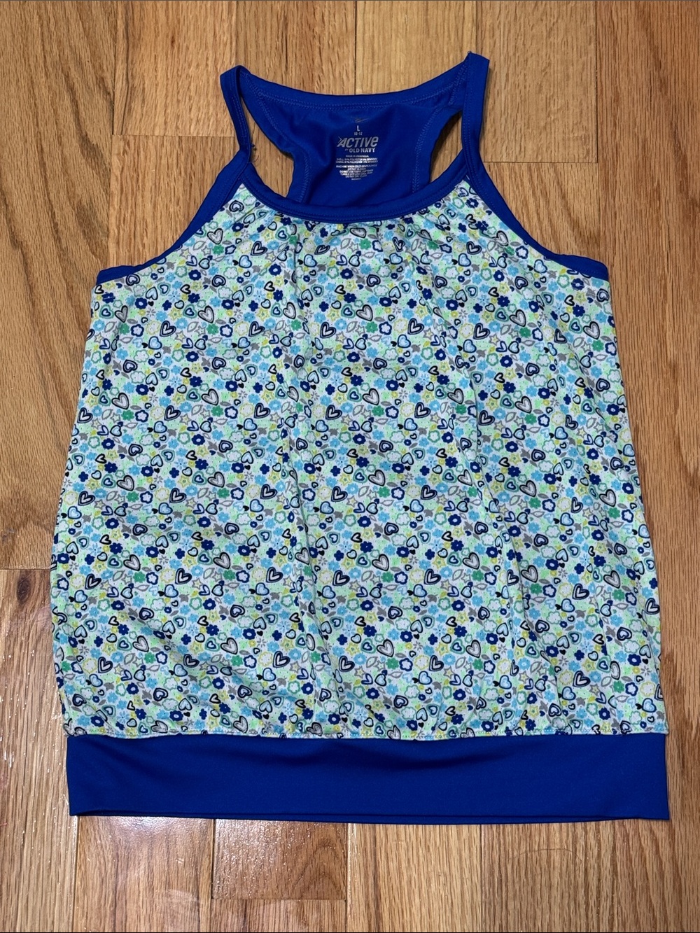 Old Navy Blue Trim Heart & Floral Print Tank